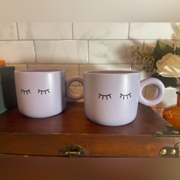 Indigo Matte Purple Cup of Calm Set of two Mugs Ceramic EUC - Picture 2 of 9